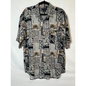Montage Pour Homme Men's 100% Silk Camp Hawaiian Tropical Button Down Shirt SZ L